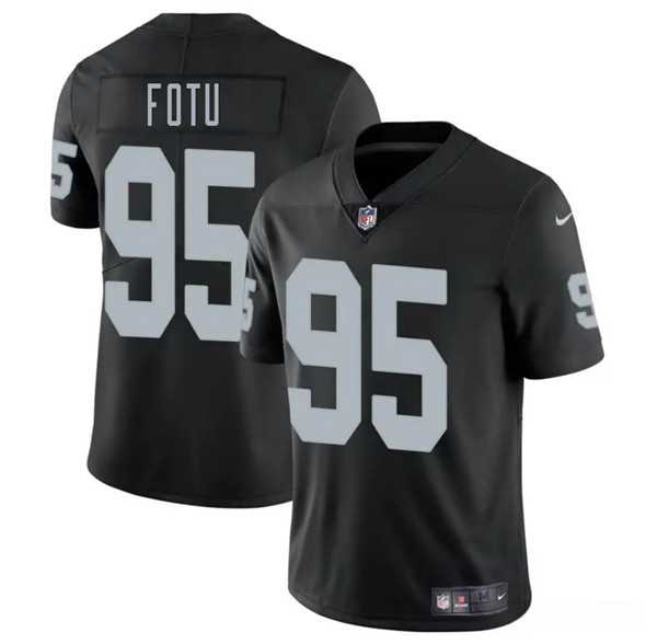 Men & Women & Youth Las Vegas Raiders #95 Leki Fotu Black 2025 Vapor Stitched Jersey